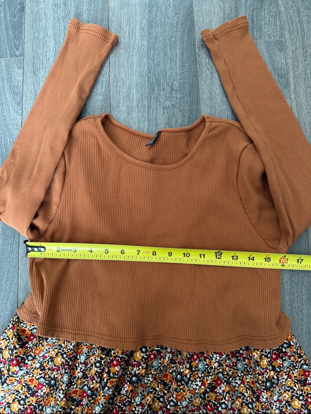 NWOT Rust Ditsy Floral Long Sleeve Ribbed Dress Nursing Breastfeeding Maternity - Picture 10 of 10